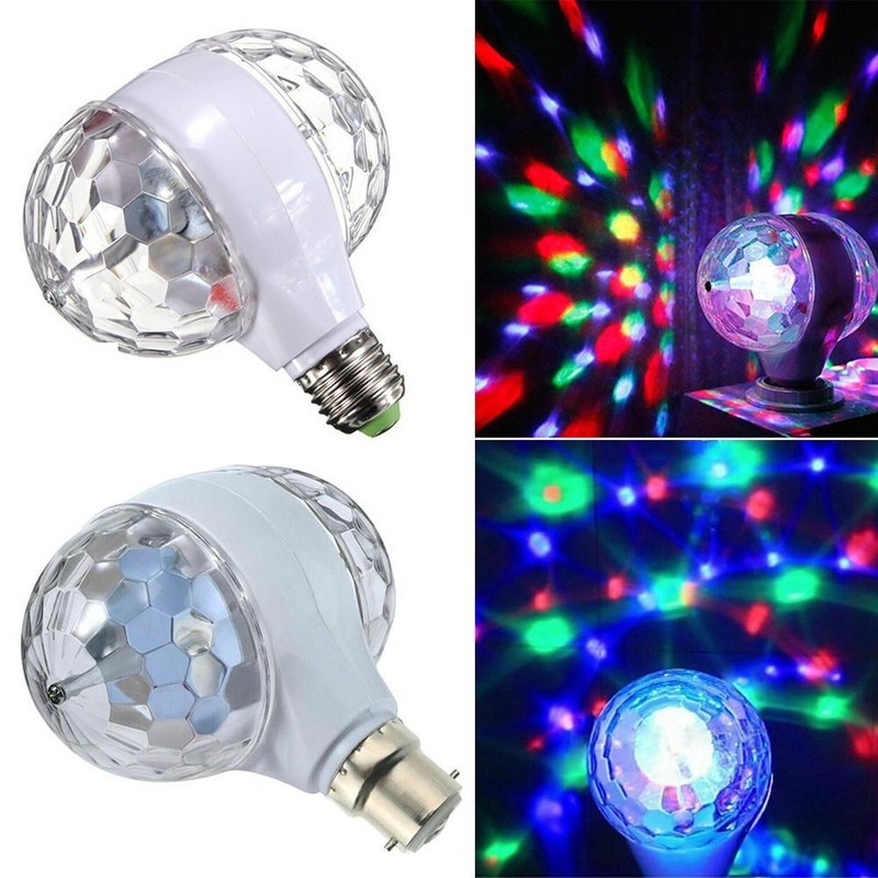 B22 E27 Christmas Party Stage Light Bulb Disco Lamp Rotating Bulb Crystal Ball