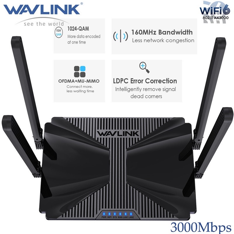 3000Mbps Wireless Router Wi-Fi 6 Gigabit Mesh Router Gaming Router