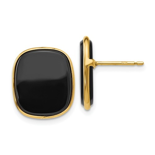 Pre-owned Goldia 14k Black Onyx Earrings In Yellow