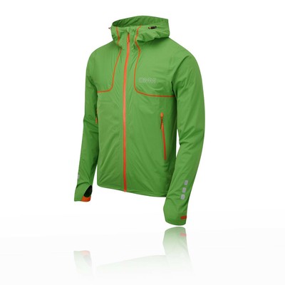 OMM OMM MENS KAMLEIKA JACKET TOP GREEN SPORTS RUNNING FULL ZIP HOODED WATERPROOF