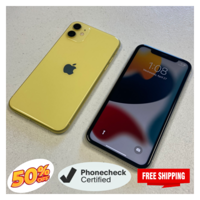 Apple iPhone 11 64GB/128GB Unlocked - Mint, Black, Yellow