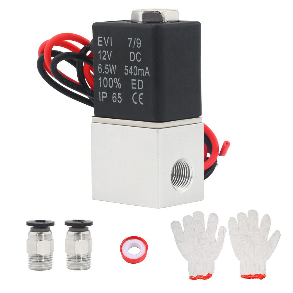 1/8" NPT 2 Way Normally Closed DC 12V Electric Solenoid Air Valve  Sets