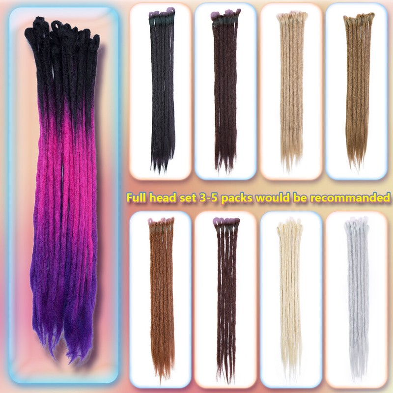 Dreadlocks Extensions Synthetic Single Ended Crochet Dreads Handmade Hair Ombre