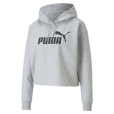 Укороченный пуловер с логотипом Puma Ess, женская повседневная верхняя одежда с капюшоном, размер L, 58686904