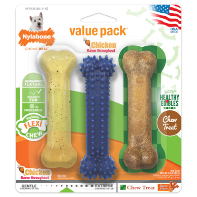 Nylabone Healthy Edibles and Flexi Chew Value Pack 1ea/SMall