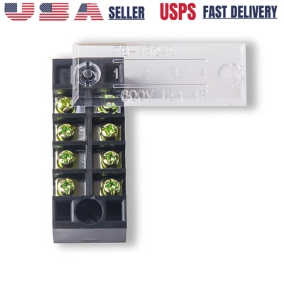 20PCS Dual Row 4-Position Screw Terminal Strip Block 600V 15Amp Connectors