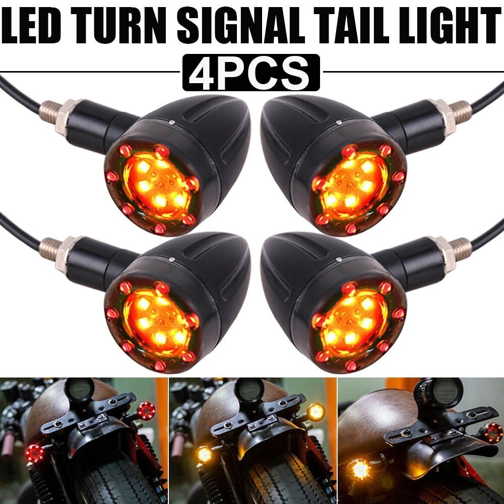 For Bobber Racer 4x Motorcycle LED Bullet Brake Running Turn Signal Tail Light