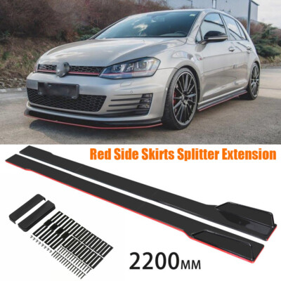 For VW Golf MK6 MK7 GTI Jetta 86.6'' Side Skirt Extension Splitter Glossy Black