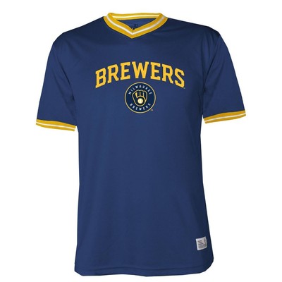Мужская майка с коротким рукавом и V-образным вырезом MLB Milwaukee Brewers, лицензированная командой, S