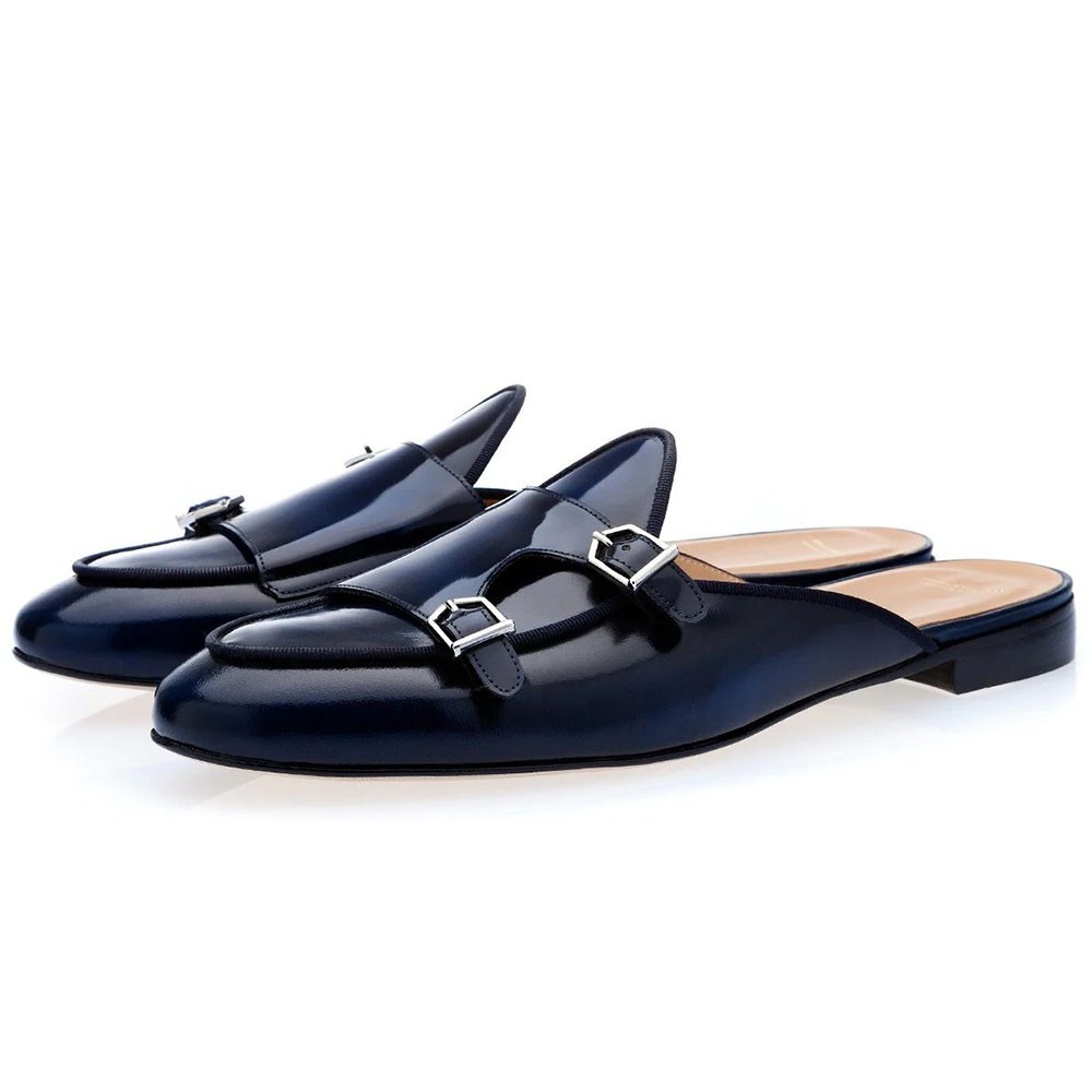 Superglamourous Tangerine 7 Brushed Mules Navy Size 8 USA