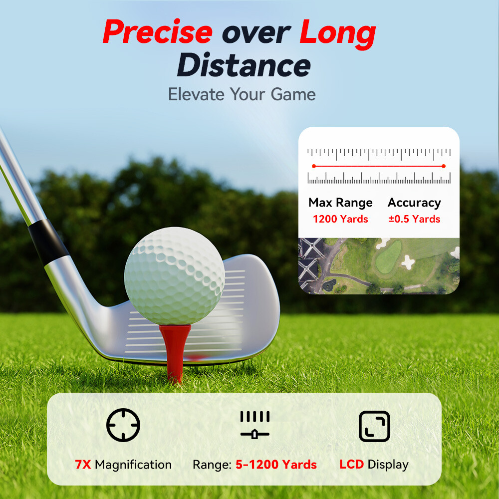 REDTIGER Golf/Hunting Rangefinder 1200 Yards,7X Magnification USB-C Rechargeable