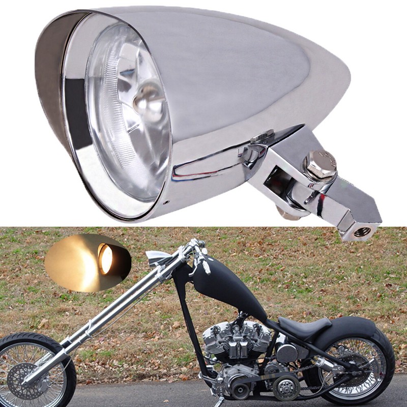 4.5” Chrome Visor Bullet Headlight Lamp For Harley Dyna Softail Bobber