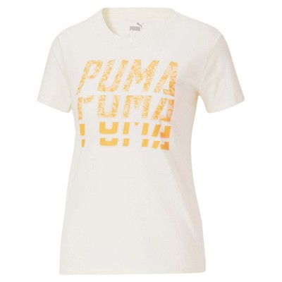 

Футболка с круглым вырезом и короткими рукавами Puma Font Graphic, женская футболка размера , повседневные топы 8490, Off white