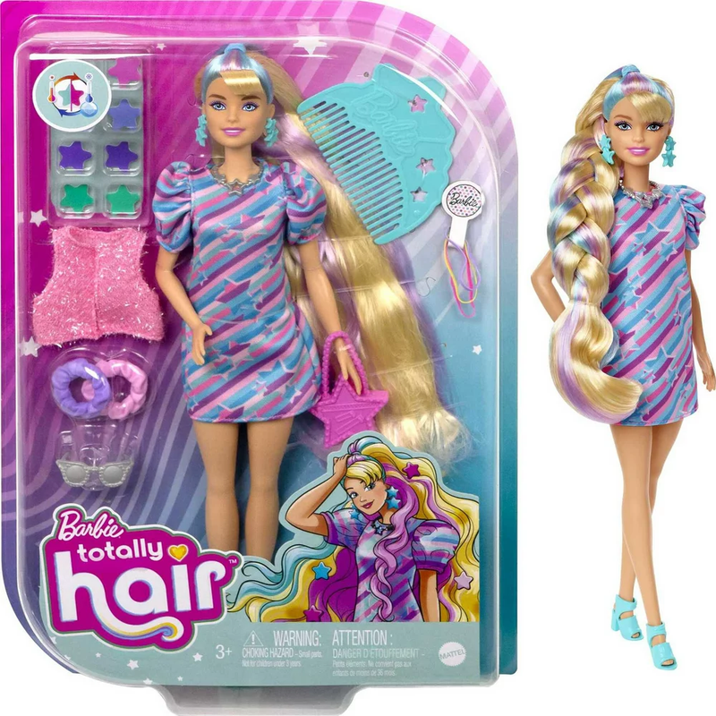 Barbie Totally Hair Fashion Doll with Star Theme, Extra-Long