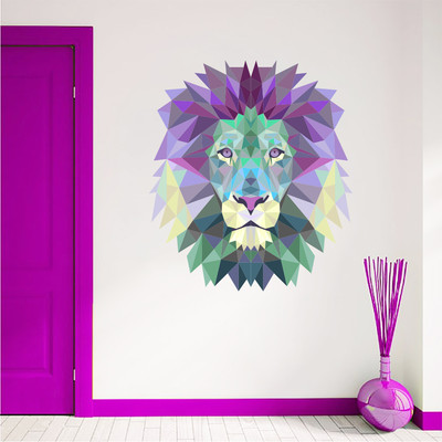Polygon Lion Wall Decal Animal Sticker Full Color Sticker Interior Home DD157
