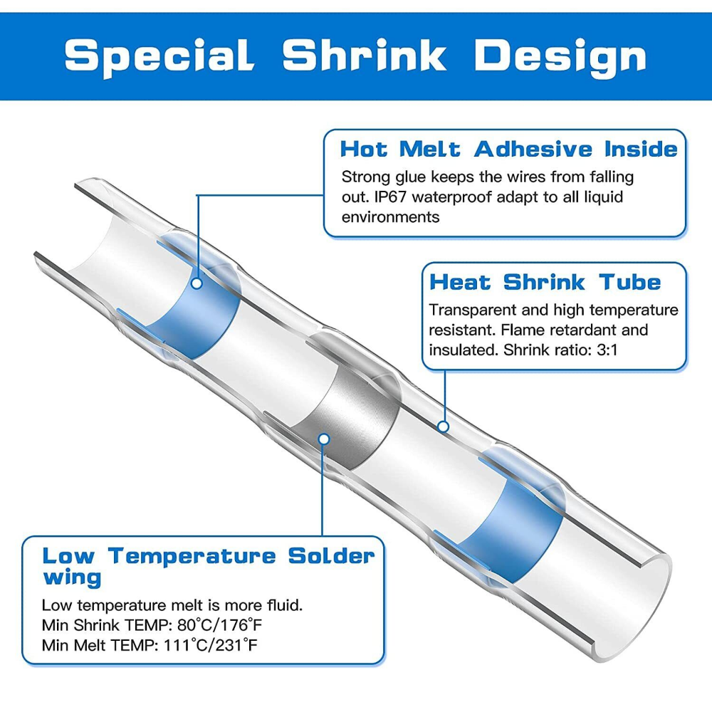 1000/800PCS Solder Seal Connector Waterproof Heat Shrink Terminal Solder Sleeve