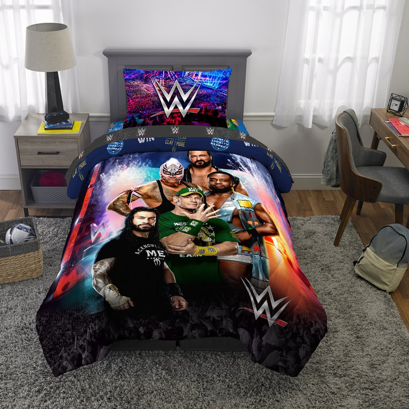 WWE Bed in a Bag Twin Size 4-Pieces Bedding Set Comforter and Sheets Kids Gift