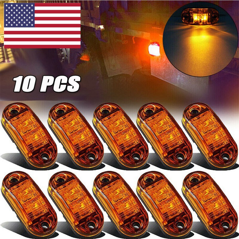 10pc LED Side Marker Lights 12V Orange Amber Indicator Truck Lorry Bus Trailer🧭