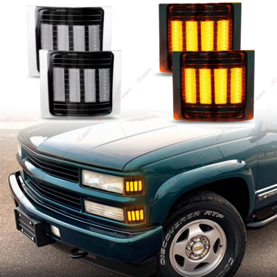 Full LED 4PC Clear Corner Side Marker Lights For 94 98 Chevy C K 1500 2500 3500