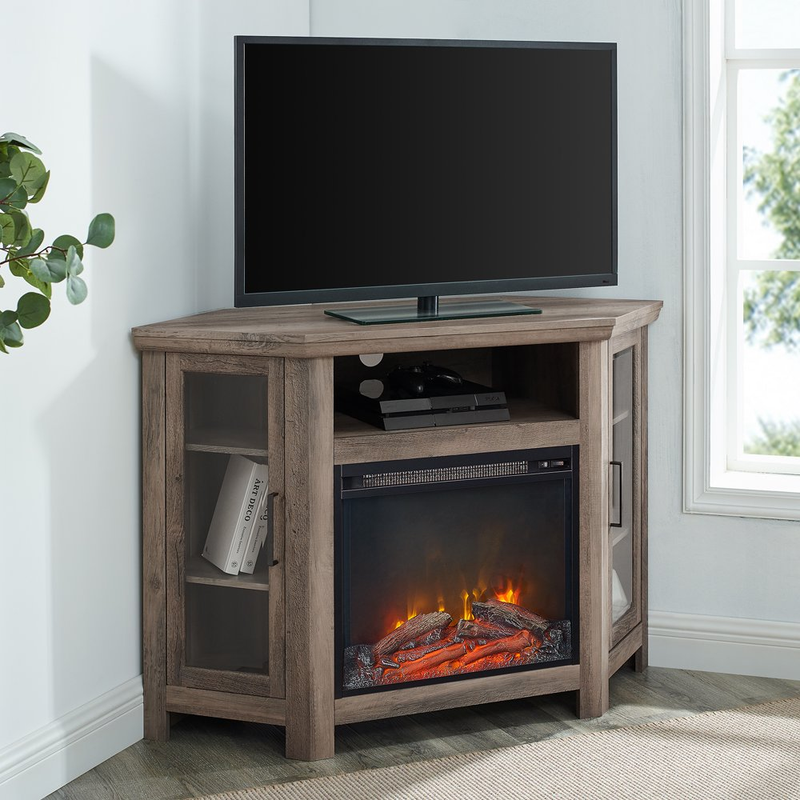 For 50 Inch Tv Wooden Media Console Storage Grey Wash