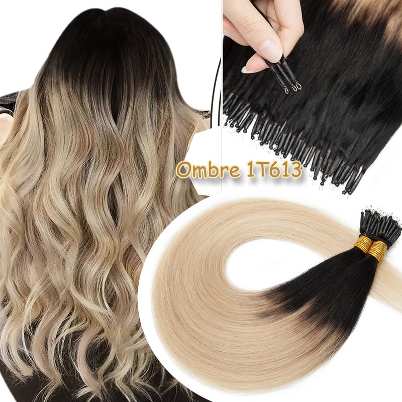 Nano Ring Double Drawn Russian Remy Human Hair Extensions Balayage/Ombre 150g US