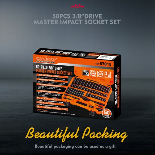 50PCS Impact Socket 3/8" DR Shallow & Deep SAE & Metric w/ Carry Case