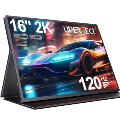 UPERFECT 16'' Portable Monitor 2K 120Hz Freesync HDR Eye Care Screen Type C HDMI