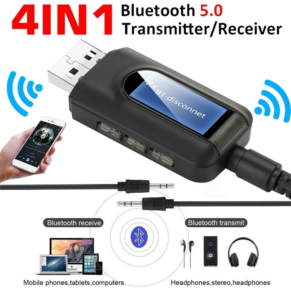 4 in 1 - Bluetooth 5.0 Transmitter Receiver USB Wireless 3.5