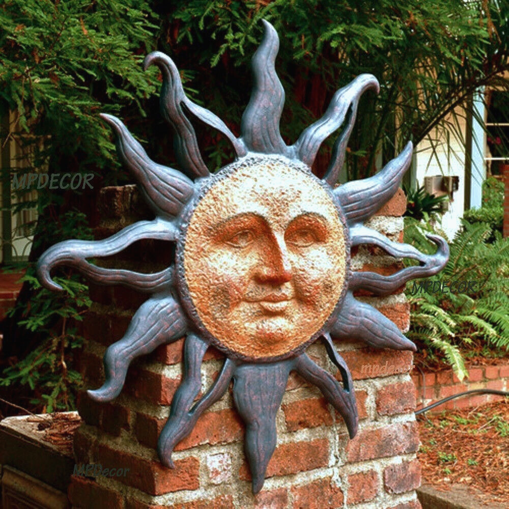 Rising Sun Garden Wall Plaque Hanging Sun Face Indoor Outdoor ~ SPI Home 30808