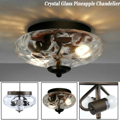 Modern Ceiling Light Flush Mount Glass Fixture 2-Light Lamp Chandelier Bedroom