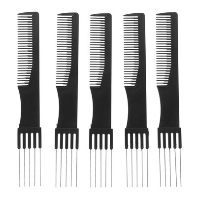 5pcs Steel Needle Fork Comb Lift Teasing Combs Hair Pick Comb