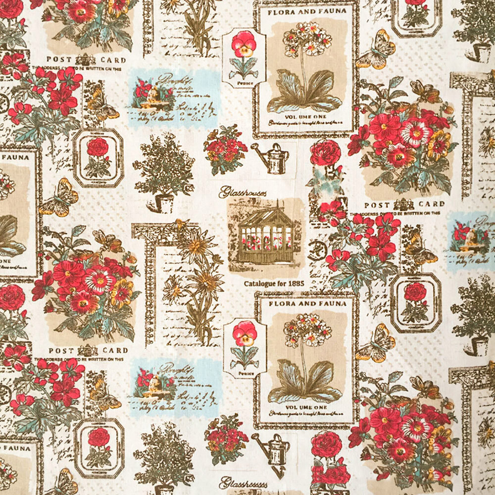 European British Style Vintage Printed Pattern Cotton Linen Fabric Home Decor