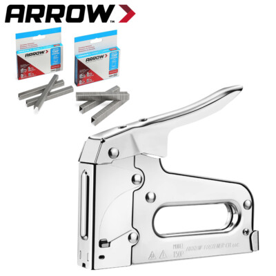Arrow T50 Heavy Duty Staple Gun Kit With 3750PC T50 1/4'' 3/8'' 1/2'' Steel Staple