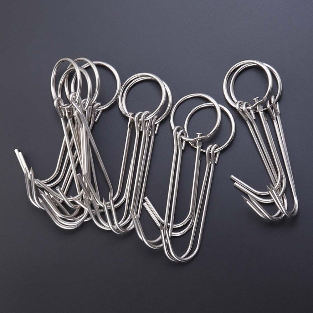 6pcs Stainless Steel Meat Hooks Hanging Ring Butcher Farmer Chef Meat