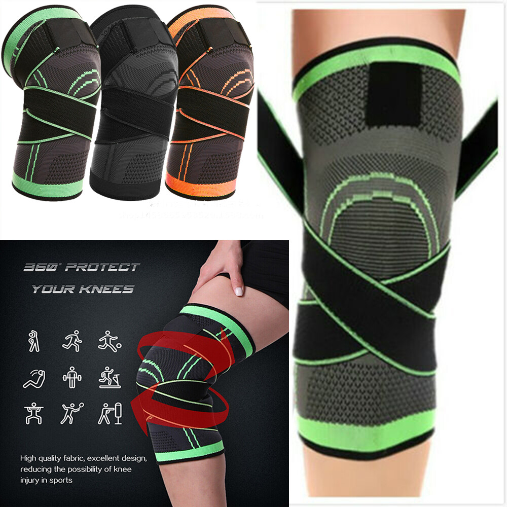 Knee Sleeve With Strap Compression Brace Support Gym Joint Pain Arthritis Relief