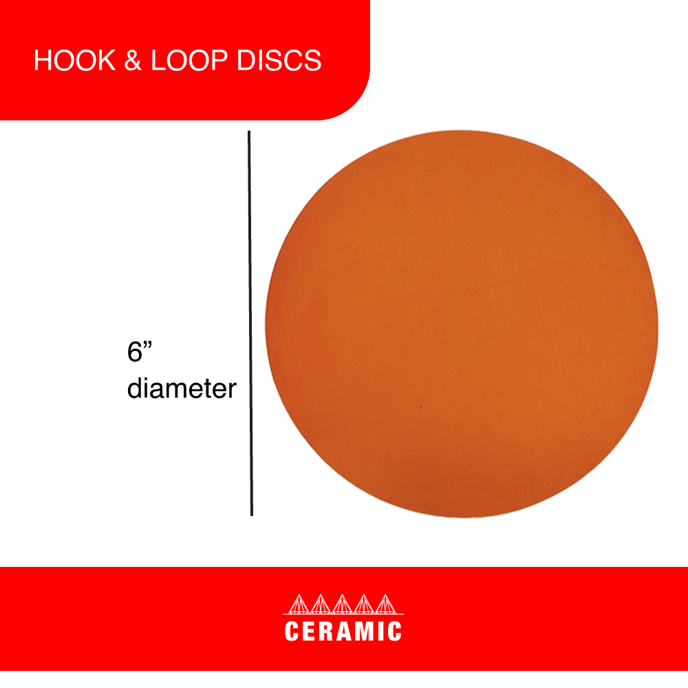 LAUCO Premium 6" Hook and Loop Ceramic Sanding Discs - 80 Grit (Box of 50)