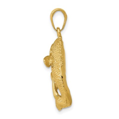 Pre-owned Superdealsforeverything Real 14kt Yellow Gold Bass Fish Jumping Pendant