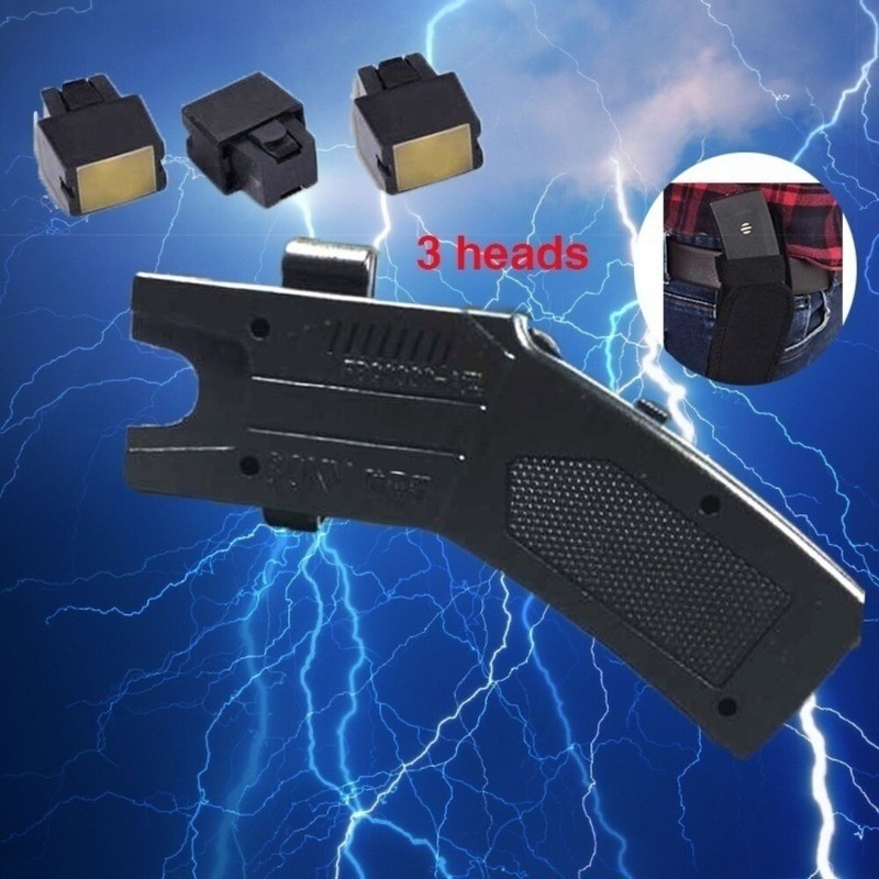 Long Distance Rechargeable Stun Gun LED Light Pistol Grip Black