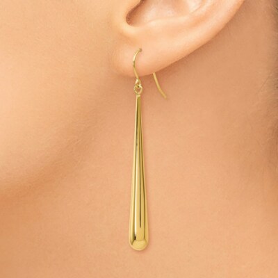 Pre-owned Superdealsforeverything Real 14kt Yellow Gold Polished Shepherd Hook Earrings