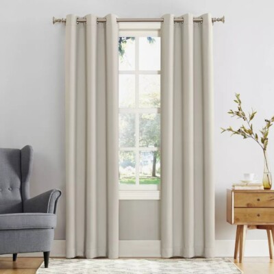 Sun Zero Kenneth Off White Cream Blackout Single Grommet Curtain Panel 40'' x 84''