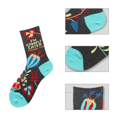 NEU Damen Baumwolle Crew Socken Warme lustige Kletterpflanze Jacquard Dress Sock – Bild 7