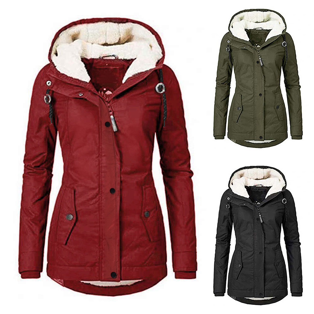 Outwear Fleece Lined Winter Hooded Overcoat Us