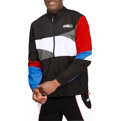 

Puma Formstrip Woven Full Zip Basketball Jacket Mens Size  Casual Athletic Out, Черный, Puma Formstrip Woven Full Zip Basketball Jacket
