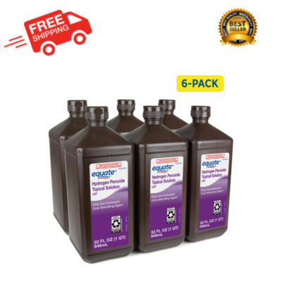 Equate 3% Hydrogen Peroxide Antiseptic Liquid, 6-Pack, 32 fl oz Each, Medicated