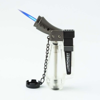 Single Butane Torch Fuel Tank Viewable Windproof 1300C Butane Refillable Lighter