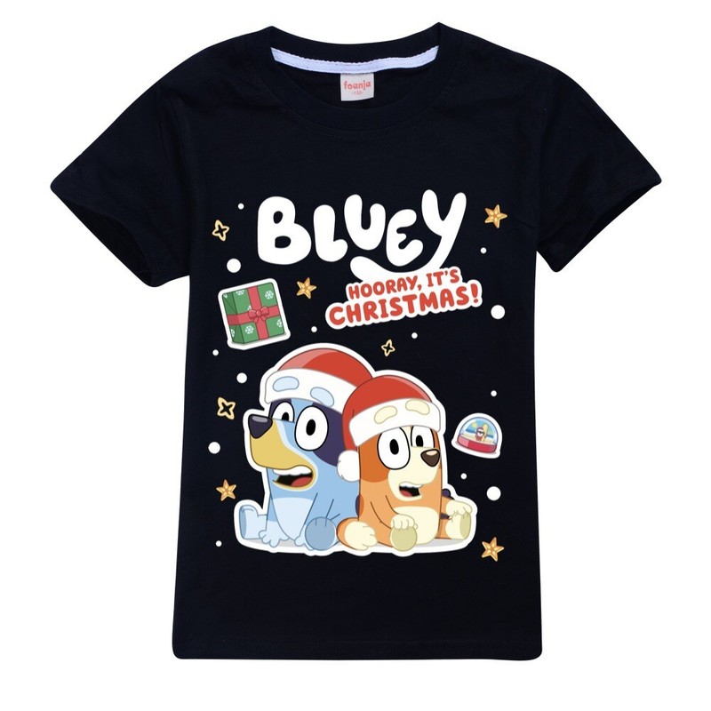 Bluey Hooray Its Christmas Unisex Kid T Shirt 100% Cotton