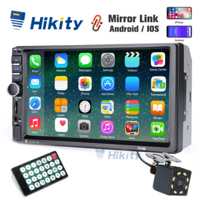 7'' Double 2 DIN Car Stereo Radio MP5 Touch Screen Bluetooth FM USB AUX w/ Camera