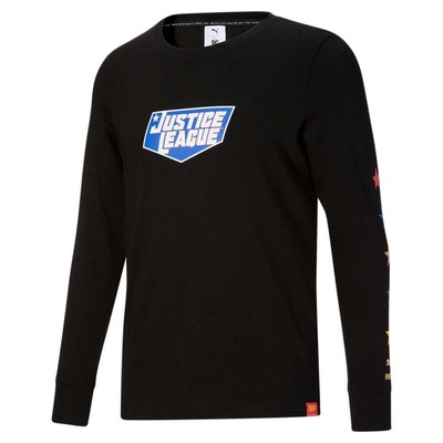 

Футболка Puma Justice League Crew Neck с длинным рукавом Мужские черные повседневные топы 535220-0, Черный, Puma Justice League Graphic Crew Neck TShirt