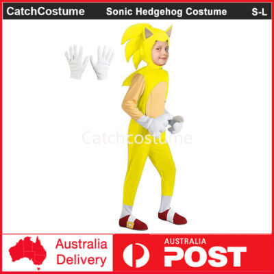 Kids Sonic The Hedgehog Yellow Costume Boys Halloween Cosplay Jumpsuit Outfits