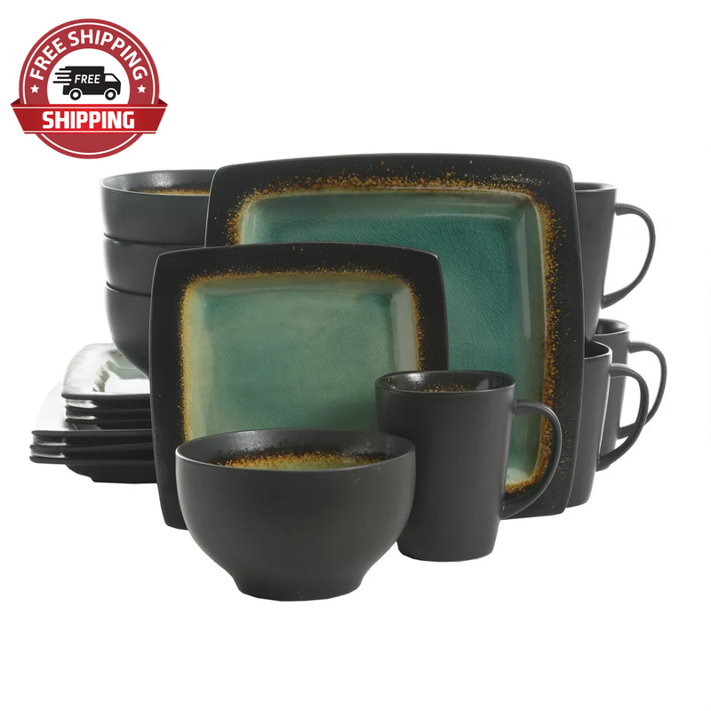 Gibson Home Ocean Oasis 16-Piece Dinnerware Set, Turquoise